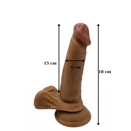 FAAK Toptan Seks Oyuncakları, Gerçekçi Testisli Melez Dildo 18cm