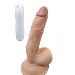 Gerçekci Titreşimli Kumandalı Realistik Vantuzlu Dildo Vibratör 19cm