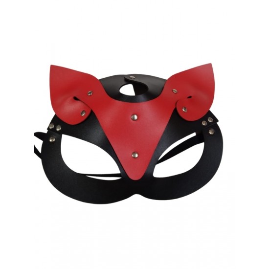 FAAK Toptan Seks Oyuncakları, Suni Deri Kedi Kız Maskesi - Siyah Kırmızı