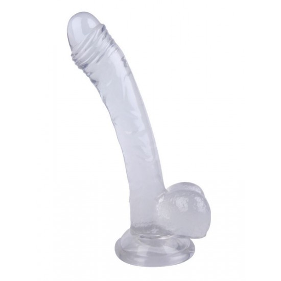 FAAK Toptan Seks Oyuncakları, Vantuzlu Testisli Şeffaf Jel Gerçekçi Dildo 19cm