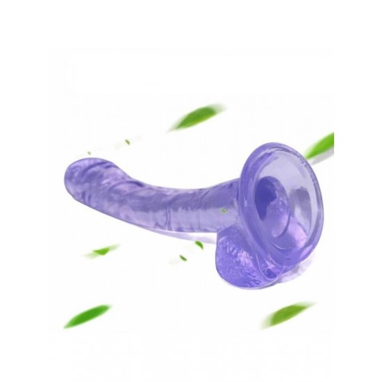 FAAK Toptan Seks Oyuncakları, Mor Jel Gerçekçi Testisli Vantuzlu Dildo 19cm
