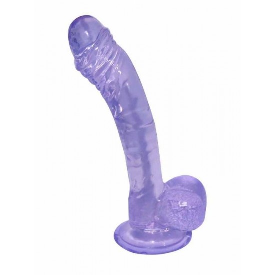 FAAK Toptan Seks Oyuncakları, Mor Jel Gerçekçi Testisli Vantuzlu Dildo 19cm