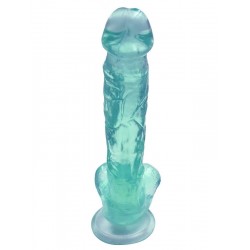 Vantuzlu Testisli Yeşil Jel Dildo 23cm