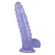 FAAK Toptan Seks Oyuncakları, Vantuzlu Testisli Noktalı Tasarım Mor Jel Dildo 24cm