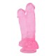 FAAK Toptan Seks Oyuncakları, Çift Girişli Pembe Şeffaf Jel Vantuzlu Dildo 20cm