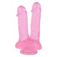 FAAK Toptan Seks Oyuncakları, Çift Girişli Pembe Şeffaf Jel Vantuzlu Dildo 20cm