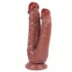 FAAK Toptan Seks Oyuncakları, Kahverengi Çift Girişli Vantuzlu Dildo 19cm