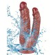 FAAK Toptan Seks Oyuncakları, Kahverengi Çift Girişli Vantuzlu Dildo 19cm