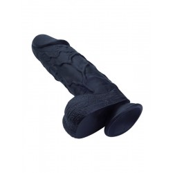 Gerçekçi Siyah Renkli Vantuzlu Testisli Dildo 26cm