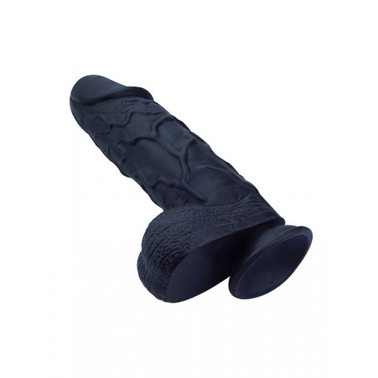 FAAK Toptan Seks Oyuncakları, Gerçekçi Siyah Renkli Vantuzlu Testisli Dildo 26cm