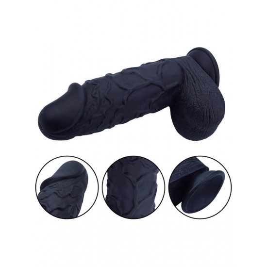 FAAK Toptan Seks Oyuncakları, Gerçekçi Siyah Renkli Vantuzlu Testisli Dildo 26cm