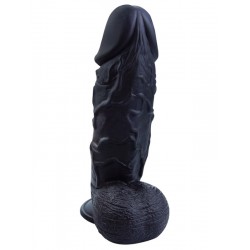 Gerçekçi Siyah Renkli Vantuzlu Testisli Dildo 26cm