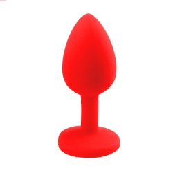 Backpart Taşlı Silikon Anal Tıkaç - Kırmızı