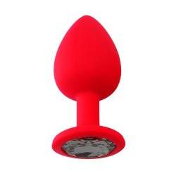 Backpart Taşlı Silikon Anal Tıkaç - Kırmızı