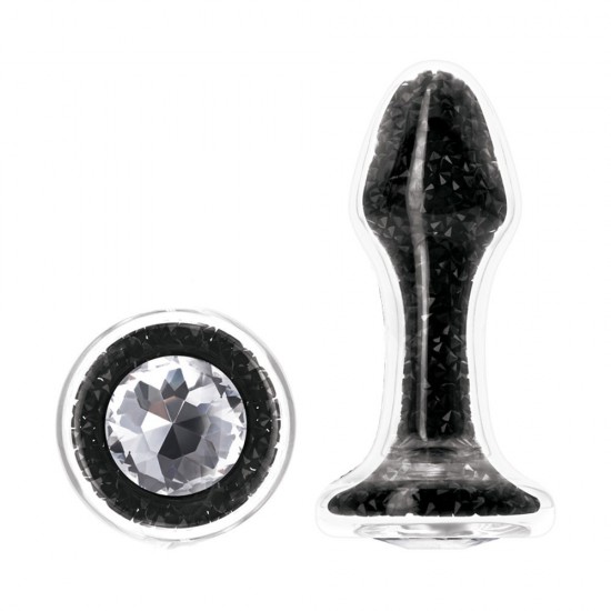 Backpart Yıldız Tozu İçi Kristalli Cam Anal Tıkaç - Siyah