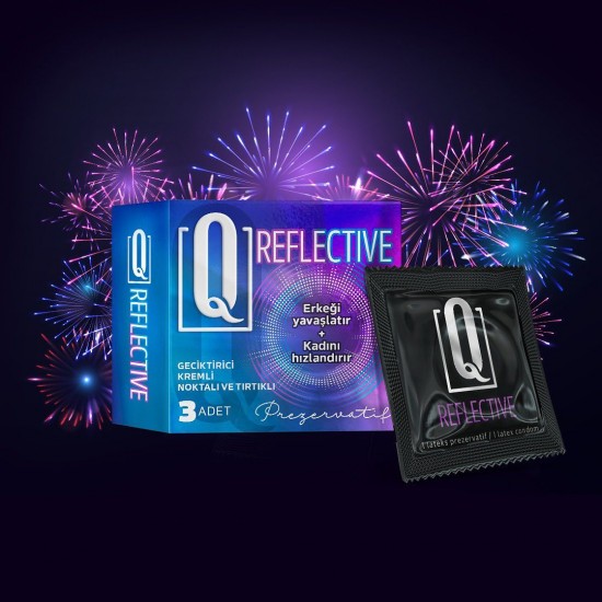 Q Reflective 3'lü Geciktiricili ve Tırtıklı Prezervatif