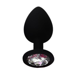 Backpart Taşlı Silikon Anal Tıkaç - Siyah