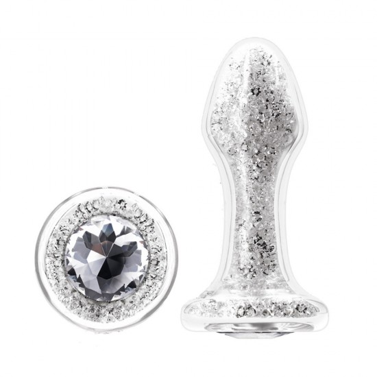 Backpart Yıldız Tozu İçi Kristalli Cam Anal Tıkaç - Gümüş Gri Backpart Yıldız Tozu İçi Kristalli Cam Anal Tıkaç - Gümüş Gri