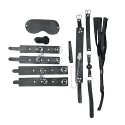Fetilux 7 Parça Suni Deri BDSM Fetiş Fantezi Seti - Siyah Fetilux 7 Parça Suni Deri BDSM Fetiş Fantezi Seti - Siyah